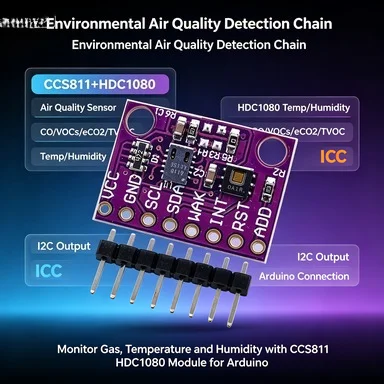 CJMCU-8118 CCS811 HDC1080 CO/VOCs Air Quality Module, Temp Humidity Sensor, I2C for Arduino