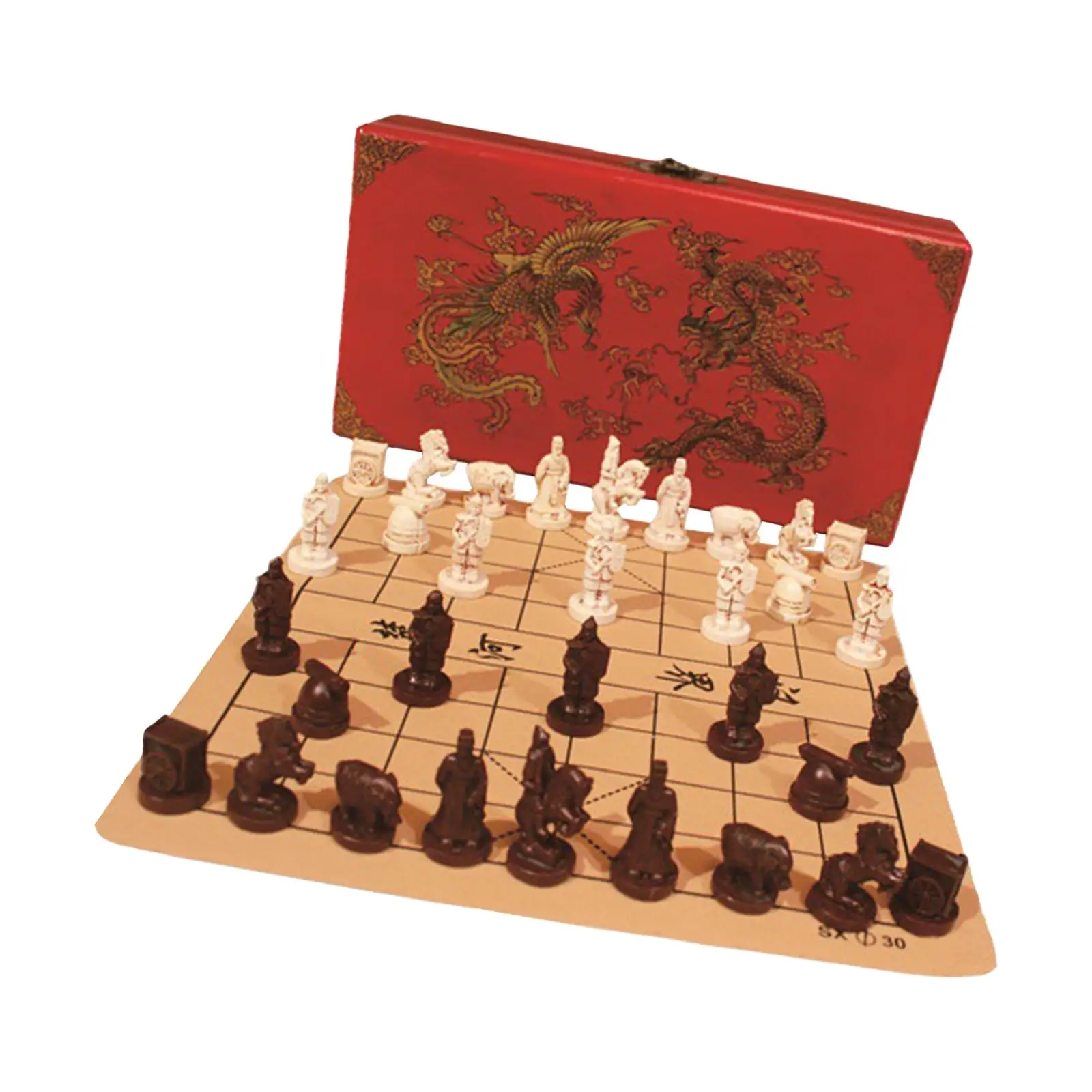 

3D Resin Warrior Chinese Chess Set Antique Style Board Game for Family Entertainment and Travel Gift