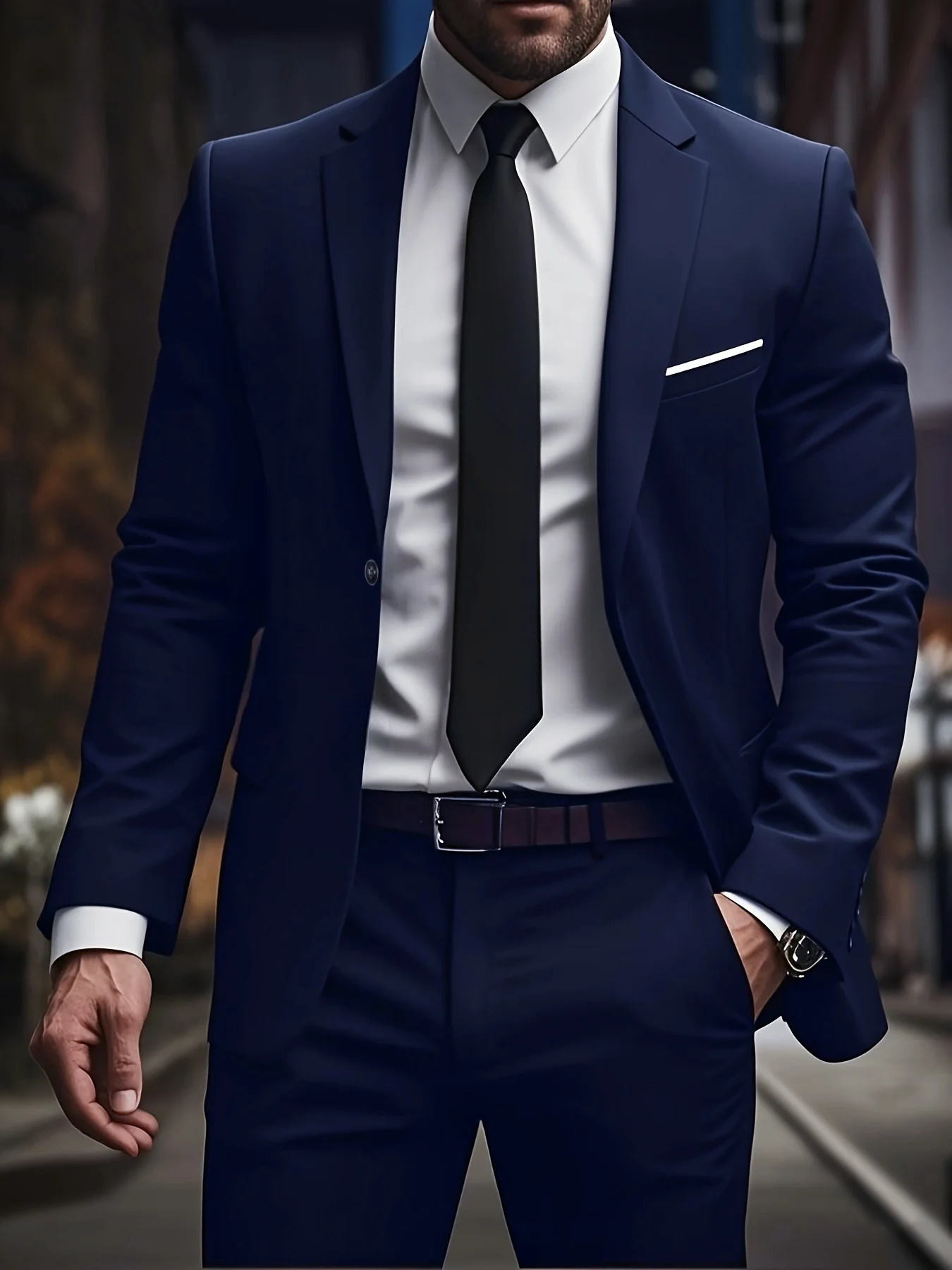 

2pcs Men's Daily & Formal Suit Set, Jacket And Trousers, Versatile for Office, Wedding, Party And Banquet