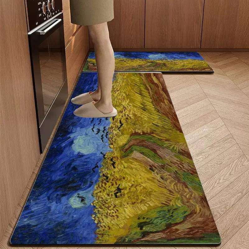 

VIKAMA 2Pcs Silica Clay Kitchen Water Absorbing Anti-Slip Long Strip Floor Mat, Bathroom Entrance Carpet, Home Decoration