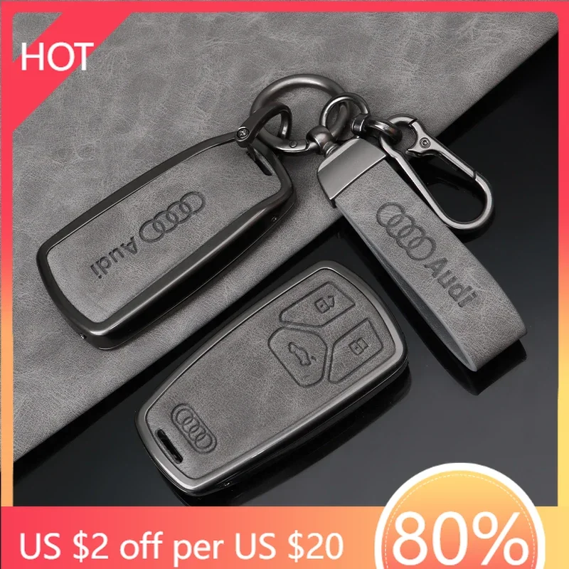 

2025 Hot Alloy Leather Car Remote Key Cover Case Shell for Audi A4 B9 A5 A6L A6 S4 S5 S7 8W Q7 4M Q5 TT TTS RS Coupe Styling Acc