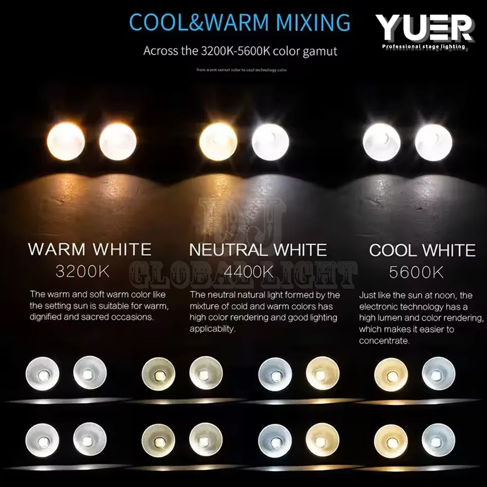 2 szt. LED Blinder 2w1 2x100W COB Zimny/Ciepły Biały Reflektor Blinder Oświetlenie Ślubne Impreza Bar DMX Oświetlenie Sceniczne Disco Bar