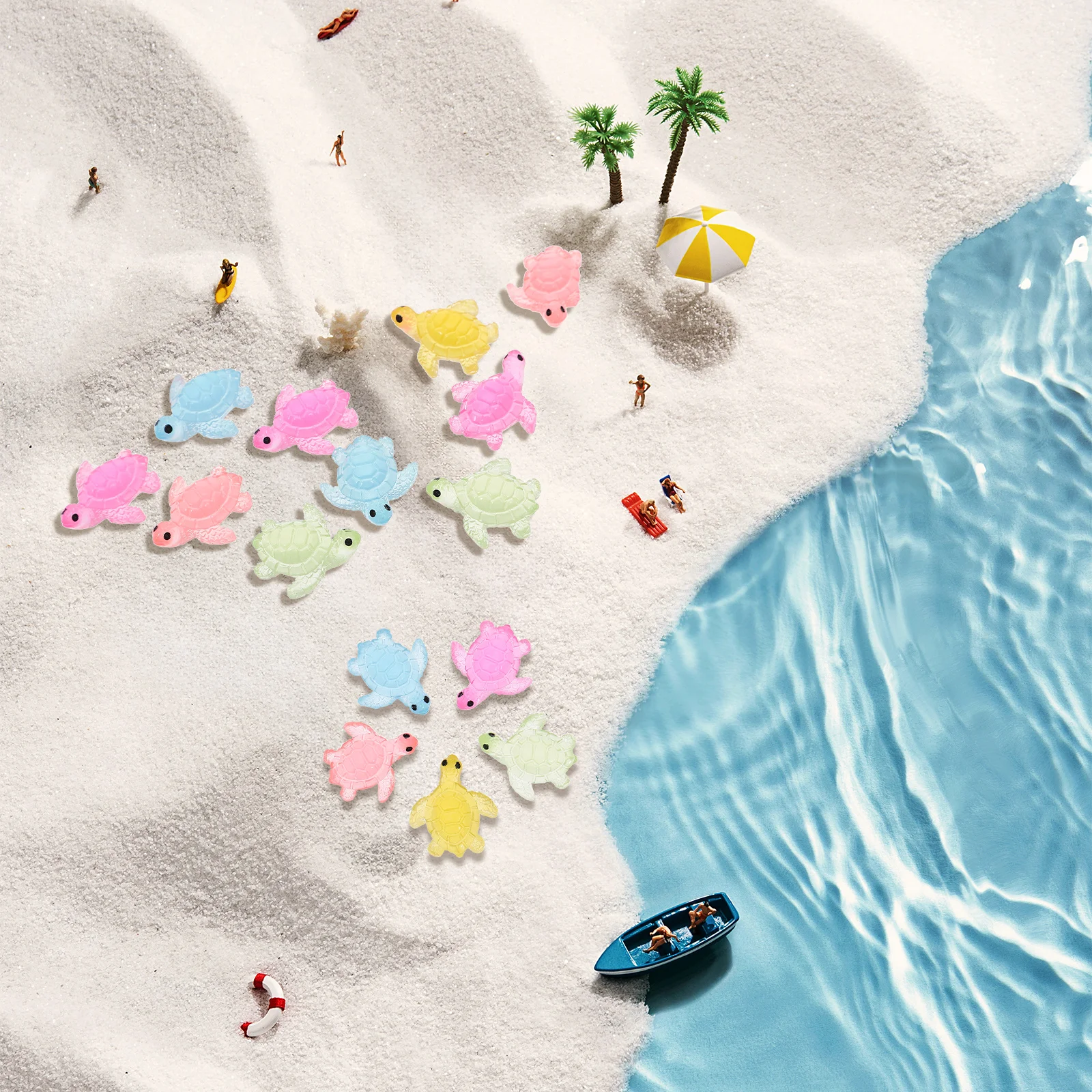 50 peças no escuro tartarugas resina decorações de tartaruga marinha para aquário jardim mesa ornamentos luz noturna