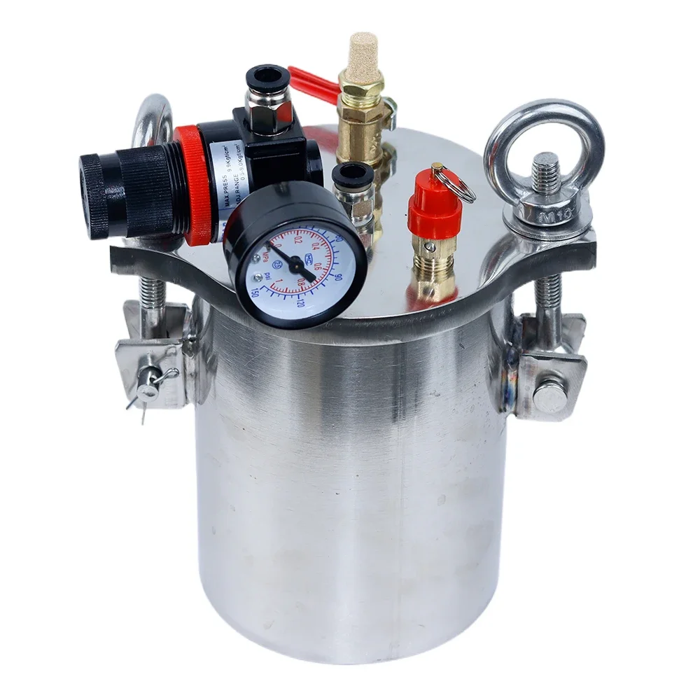 304 Stainless Steel Pressure Tank 1L Glue Dispensing Machine Storage Barrel with Pressure Regulating Valve Barometer