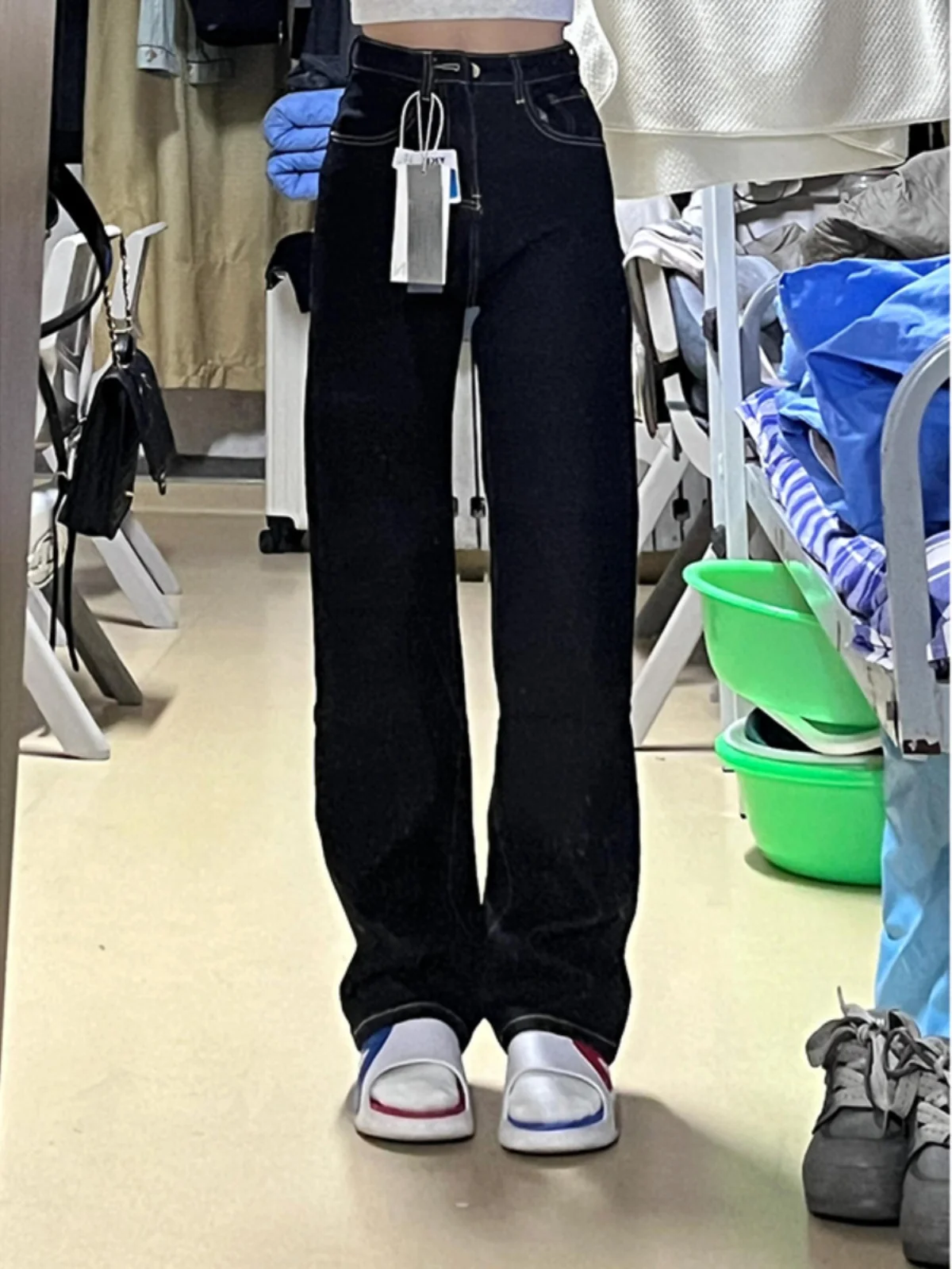 

Джинсы женские прямые с высокой талией Deep Blue, весна-осень, новые, длинные, американского стиля, для высоких женщин, зауженные, широкие штанины