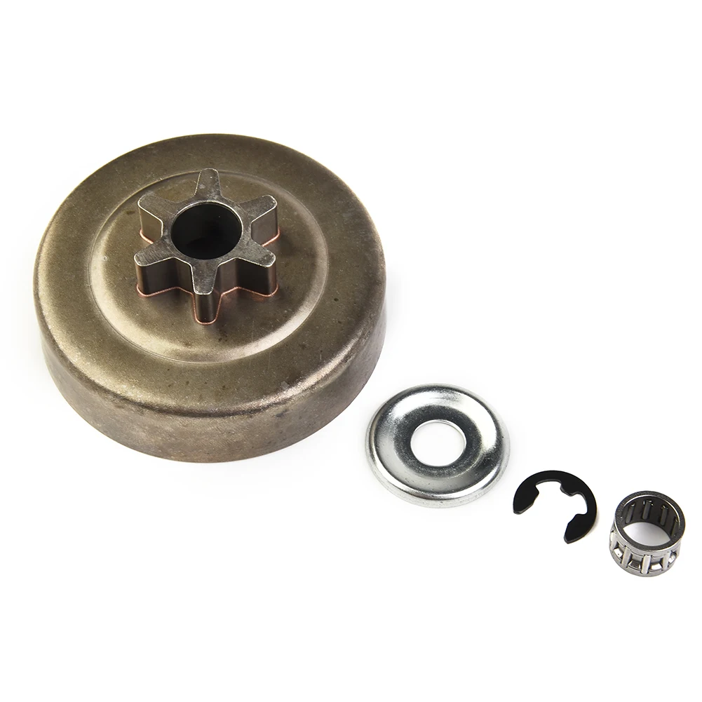 Clutch Drum Sprocket Set Featuring 3/8 Pitch 6T Sprocket Washer E-Clip and Needle Bearing for MS170 MS180 Models