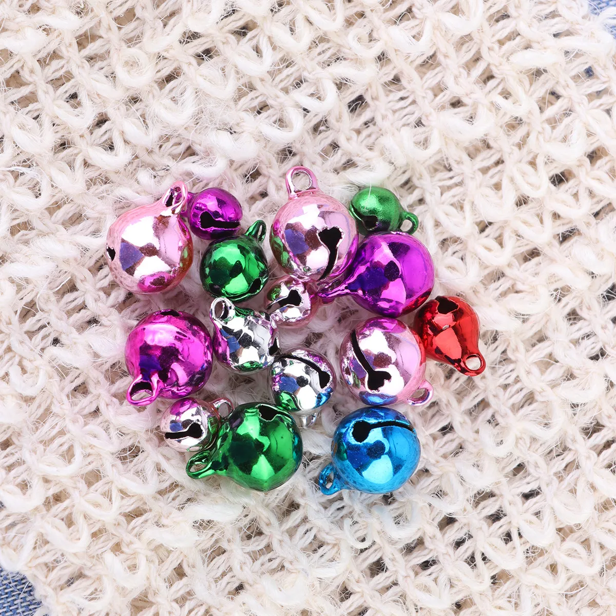 150pcs Colorful Jingle Bells for Christmas Wedding Party Craft DIY Decoration – Assorted Sizes Loud Clear Sound
