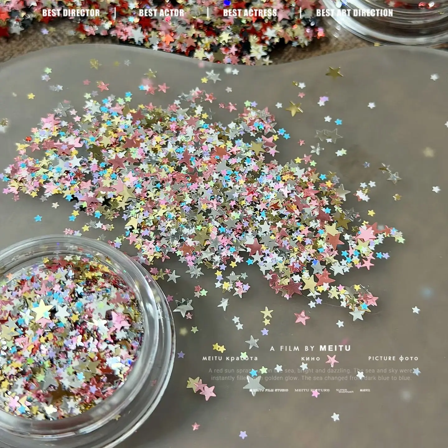 Mixed Color Pentagram Glitter Nail Accessories Macaron Sized Sweet Nail Glitter Accessories Decoration