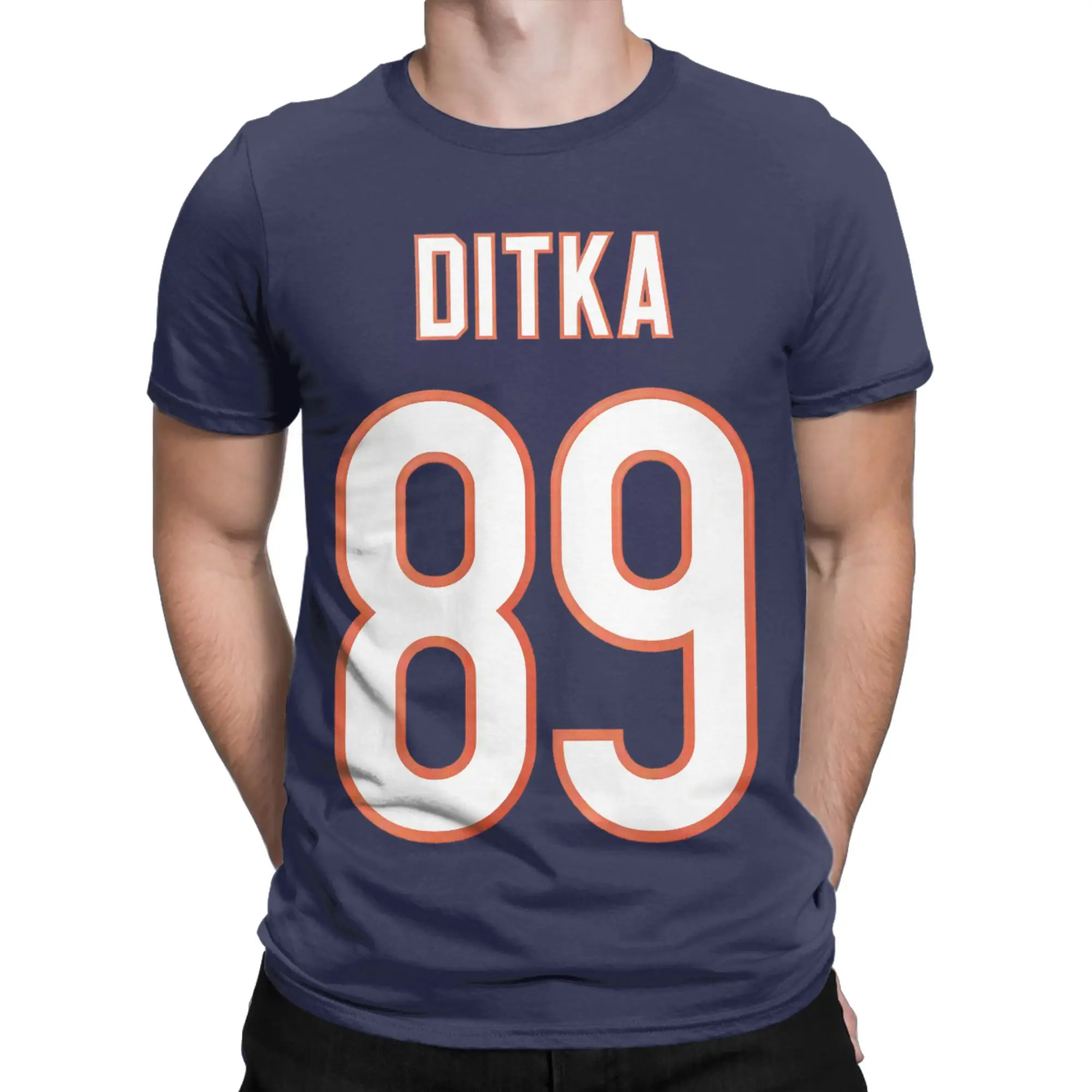 Mike Ditka 89 Rugby Football T-Shirt for Men Women  Vintage Cotton Tees Round Collar Short Sleeve T Shirts Plus Size Clothes