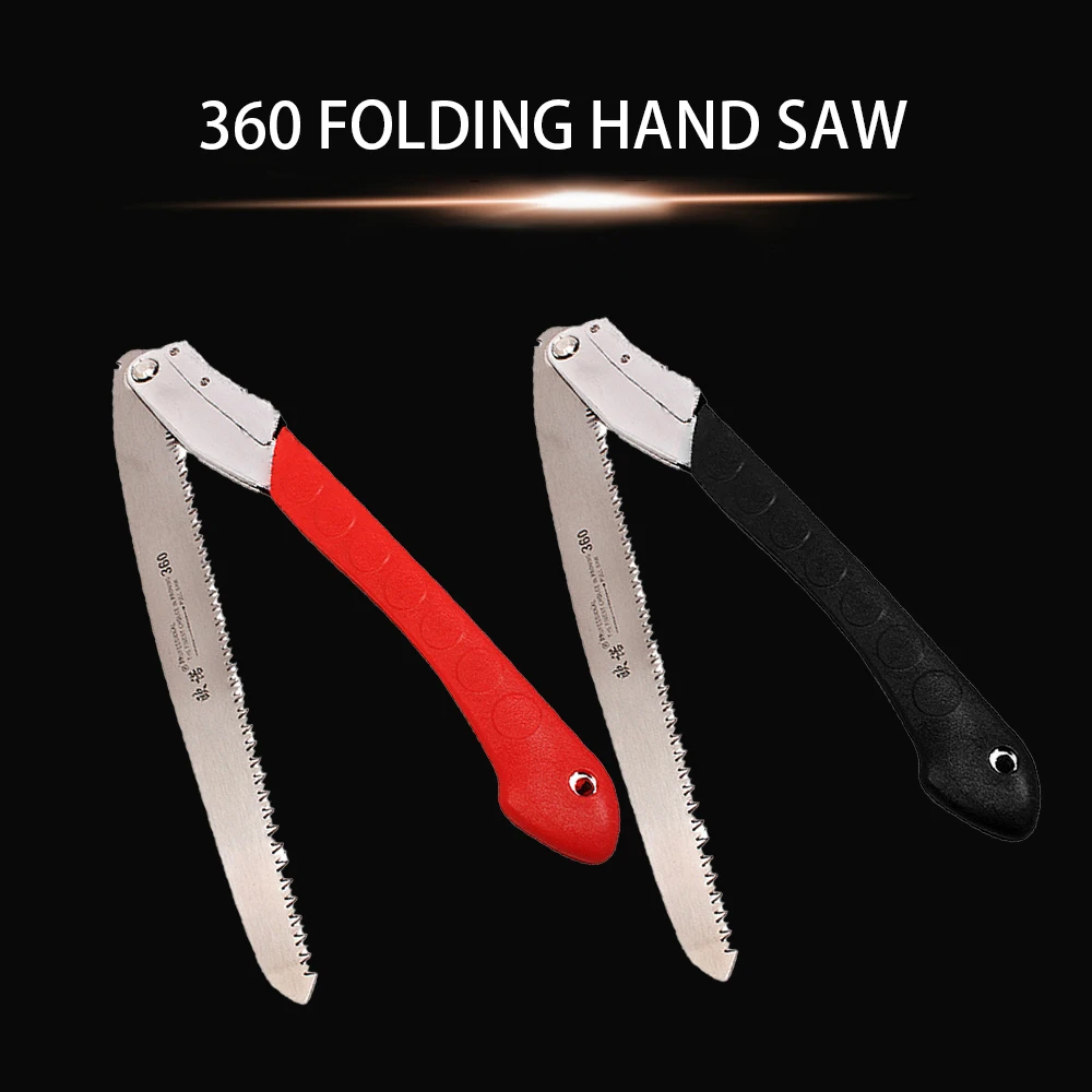 16 Inch Folding Logging Saw Manganese Steel Blade 3 Sided Tooth Safety Lock for Wood Branches Tree Trimming Bamboo Pruning