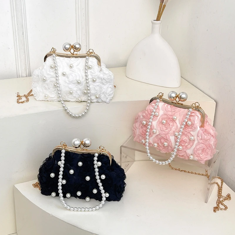 

Fashion Women Pearl Chain Shoulder Bags Luxury Wedding Party Bags Female Chic Crossbody Bags Prom Clutch Handbags And Purse