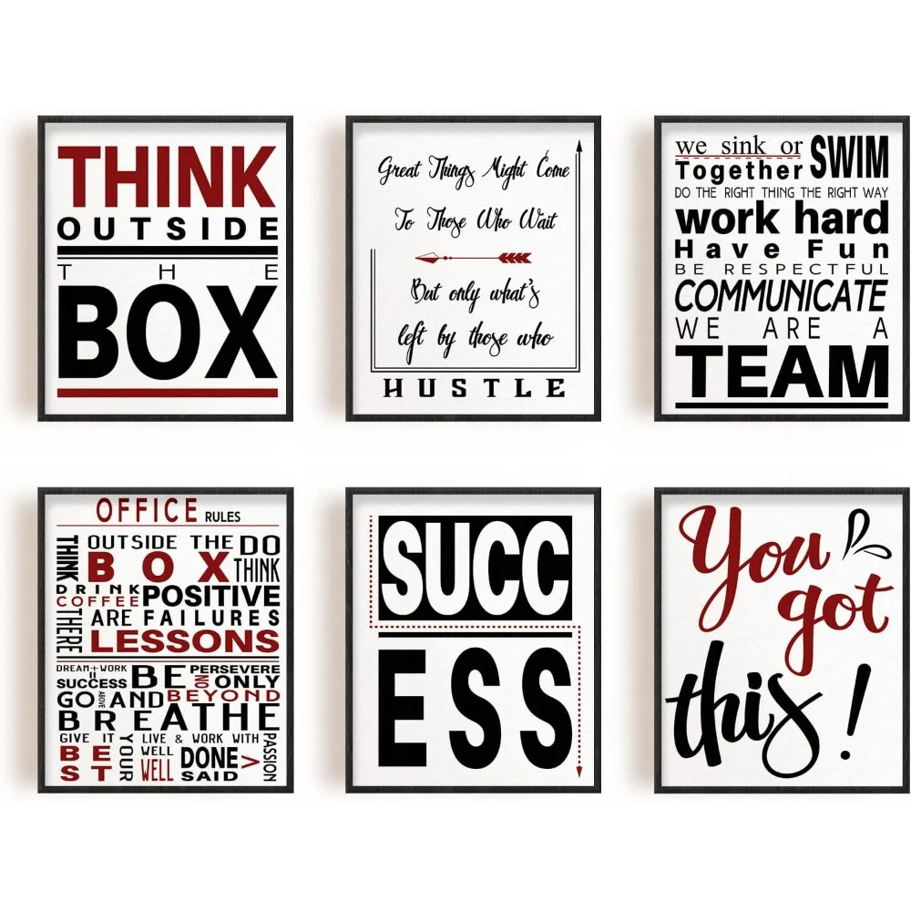 6 PCS/Set Canvas Prints Success You Got This Office Rules Canvas Art Office Inspirational Painting Decorative Wall Art