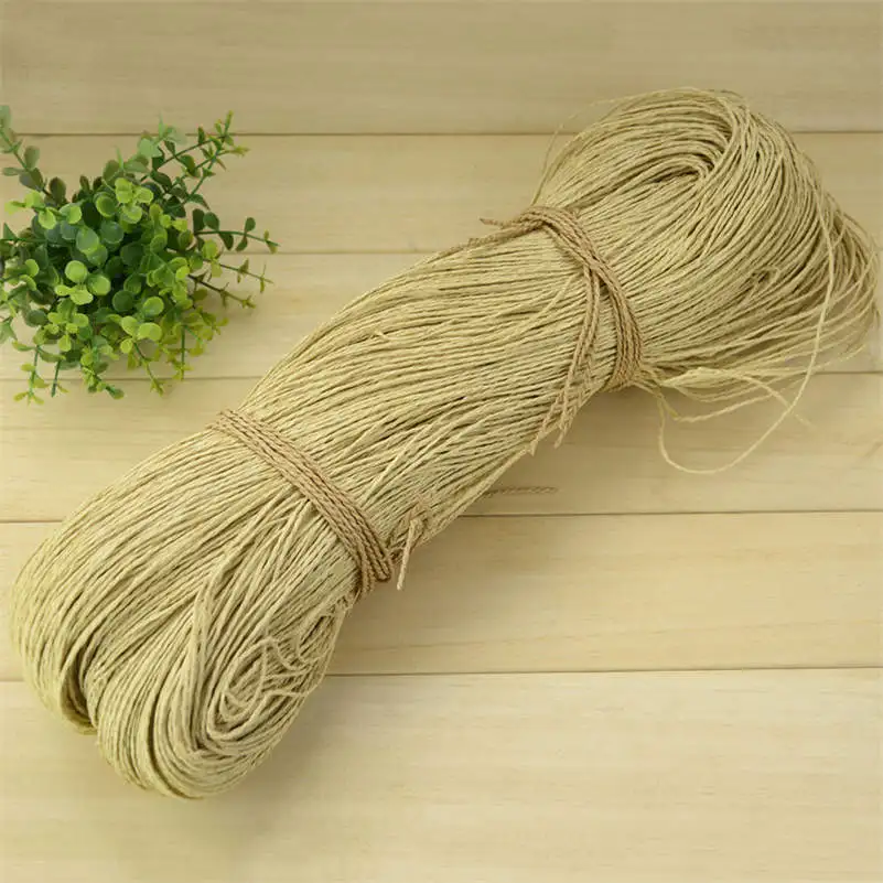 Diy Knitting Natural Raffia Yarn 1.1Lb Crochet Hat Bag Purse Raffia Celulose Straw Yarn Organic Raffia Thread Summer Yarn