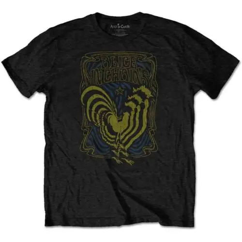 Alice In Chains Psychedelic Rooster T-Shirt Black New