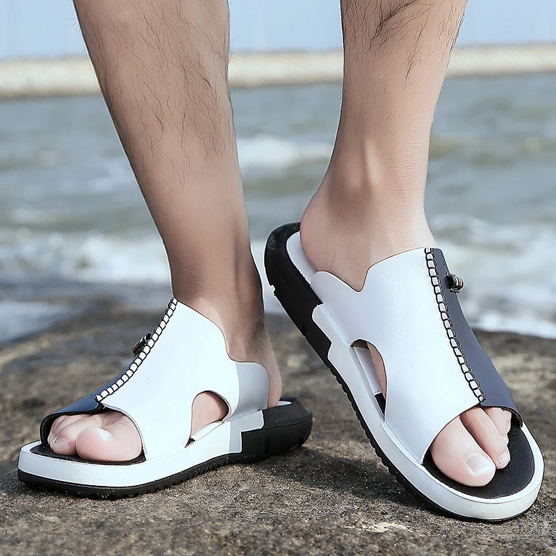 Năm 2023 Nam Mùa Hè Giày Dép Ban Đầu Thoải Mái Trơn Giày Sandal Thời Trang Nam Dép Chaussure Homme Size 38-46