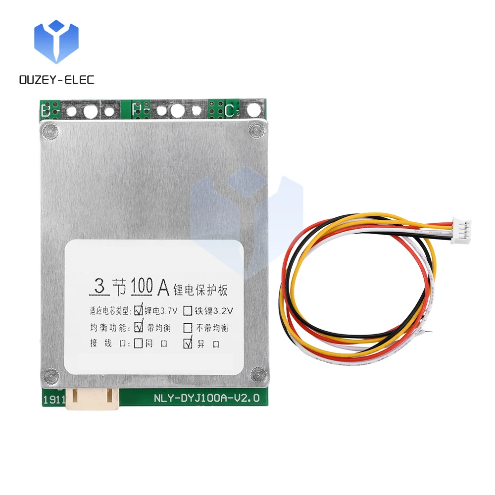 3S 12V 65A Lithium Battery Charger Protection Board Active Equalizer Module Split Port High Current Battery Management System