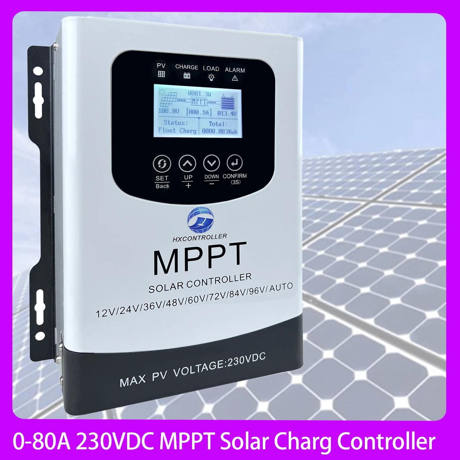 0-80A 230VDC MPPT 60A Solar Charge Controller With LCD DISPLAY RS485 interface For 24V 48V 60V 72V 96V Home Solar System