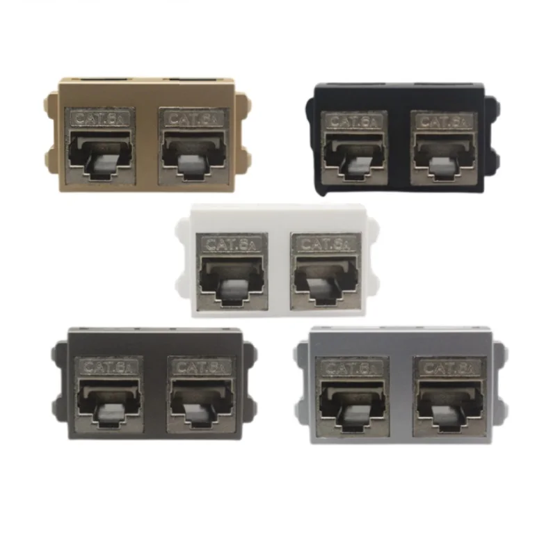 

panel chassis mount 128 type double cat6a connector module extender white black golden silvery gray color wall plate socket