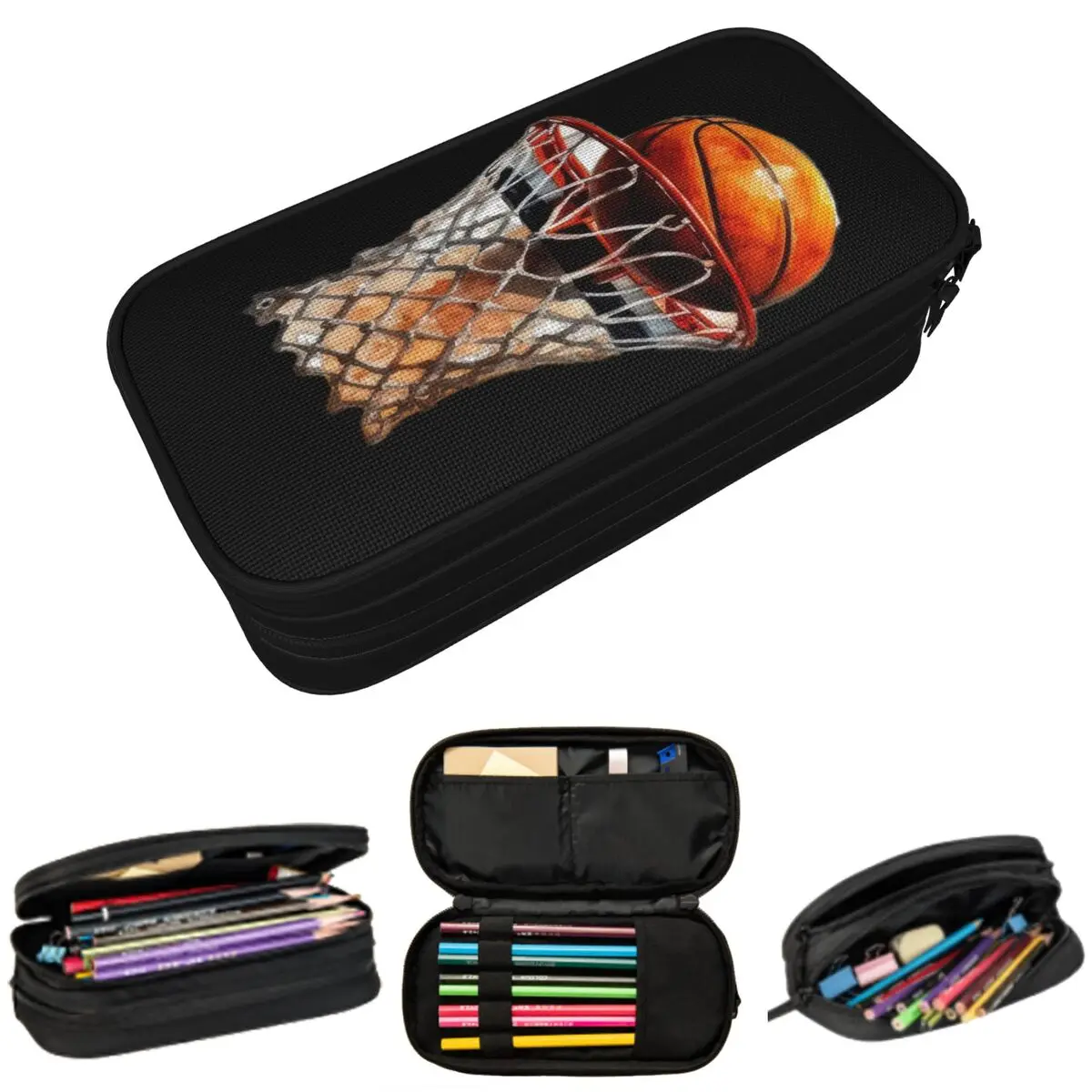 

Sporty Basketball Themed Pencil Case for Students School Pen Box Pencil Bag Stationery Supplies Pen Holder Bag