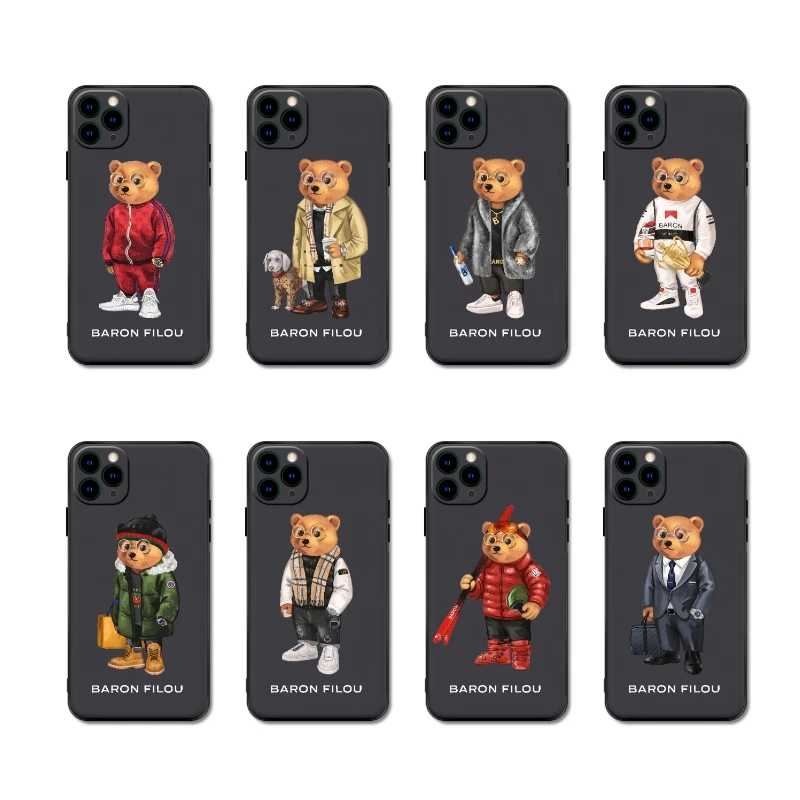 Baron Filou Trend Leisure Bear Soft Case for iPhone Silicone Phone Cover 16 15 14 13 12 11 Pro max  7 8 Se Plus Xr X Xs funda