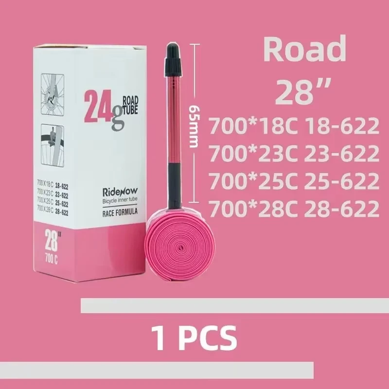 Ridenow Aluminum Valve Bike Inner Tube Super Light 700C Road Bicycle TPU Tire 65MM/ 85MM Length FV Super Light Tube 24g view 6
