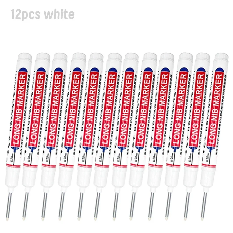 4/12 Stuks Waterdichte Lange Kop Markers Diep Gat Marker Pen Voor Metalen Timmerman Rood/Zwart/Blauw/groene Inkt Houtbewerking Gereedschap Marker - afbeelding 1