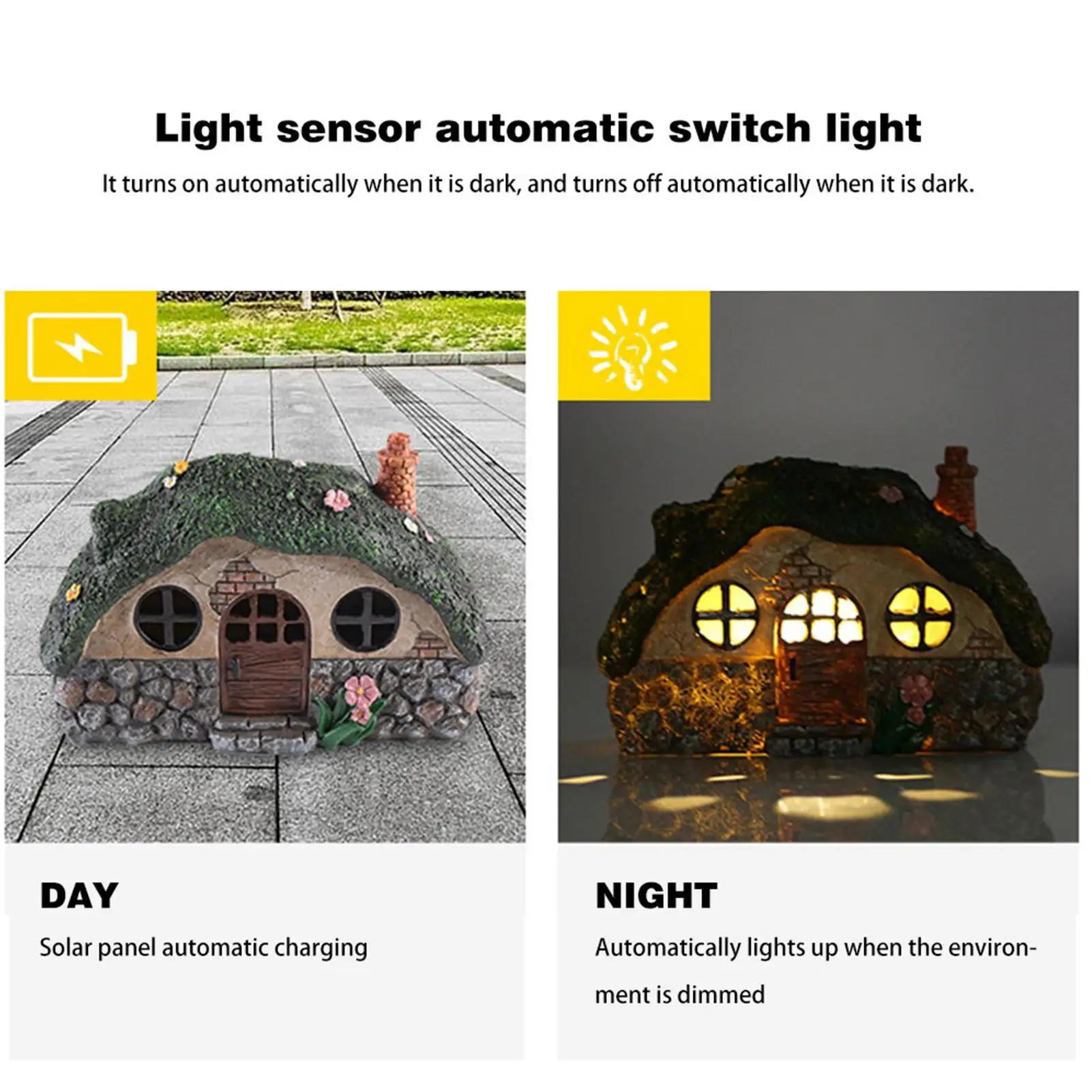 LED Solar Light Fairy House | Solar Garden Statue Anti-corrosion | Solar Powered Resin Sculpture Law