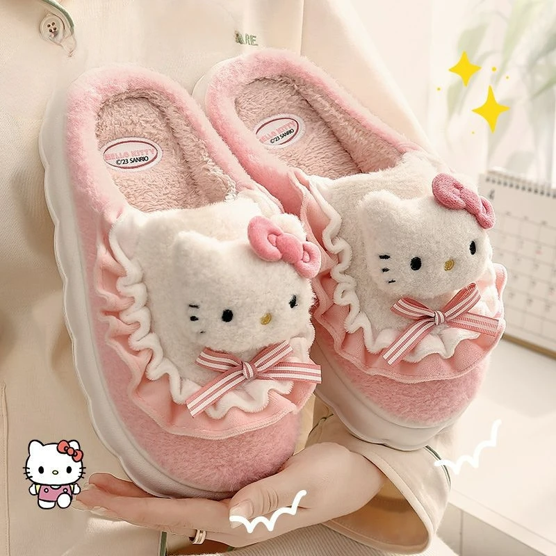 

Kids' Slippers House Shoes Hello Kitty Winter Shoes For Girls Soft Bottom Warm Anti-slip Warm Blue Pruple Shoes Size 26-41