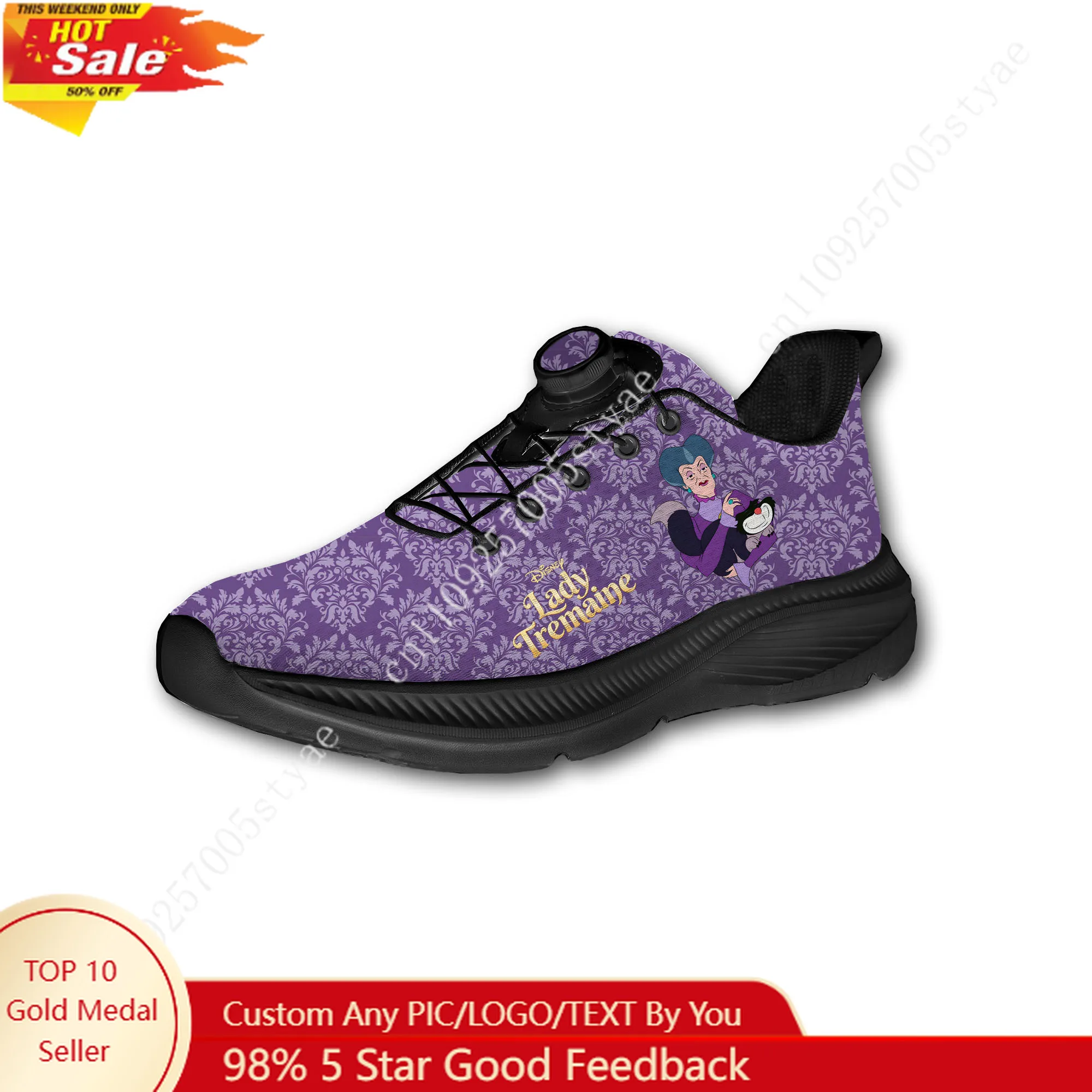 

Lady Tremaine Sport Shoes Custom Men Woman Rotating Button No Tie Shoes Design Photo Logo Text Sneakers Unisex Holiday Gifts