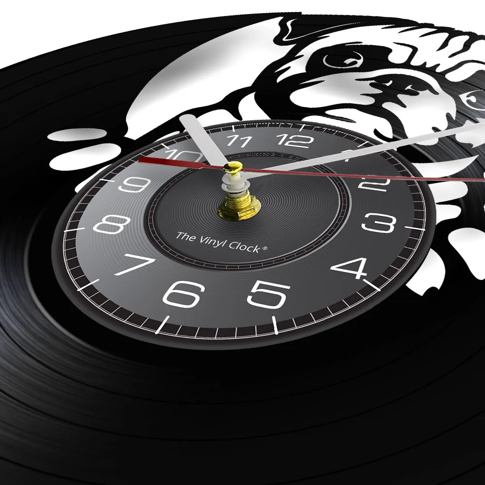 English Bulldog Wall Clock British Dog Breeds Vinyl Record Wall Clock Love My Bulldog Puppy Pug Pet Shop Wall Decor Clock Gift