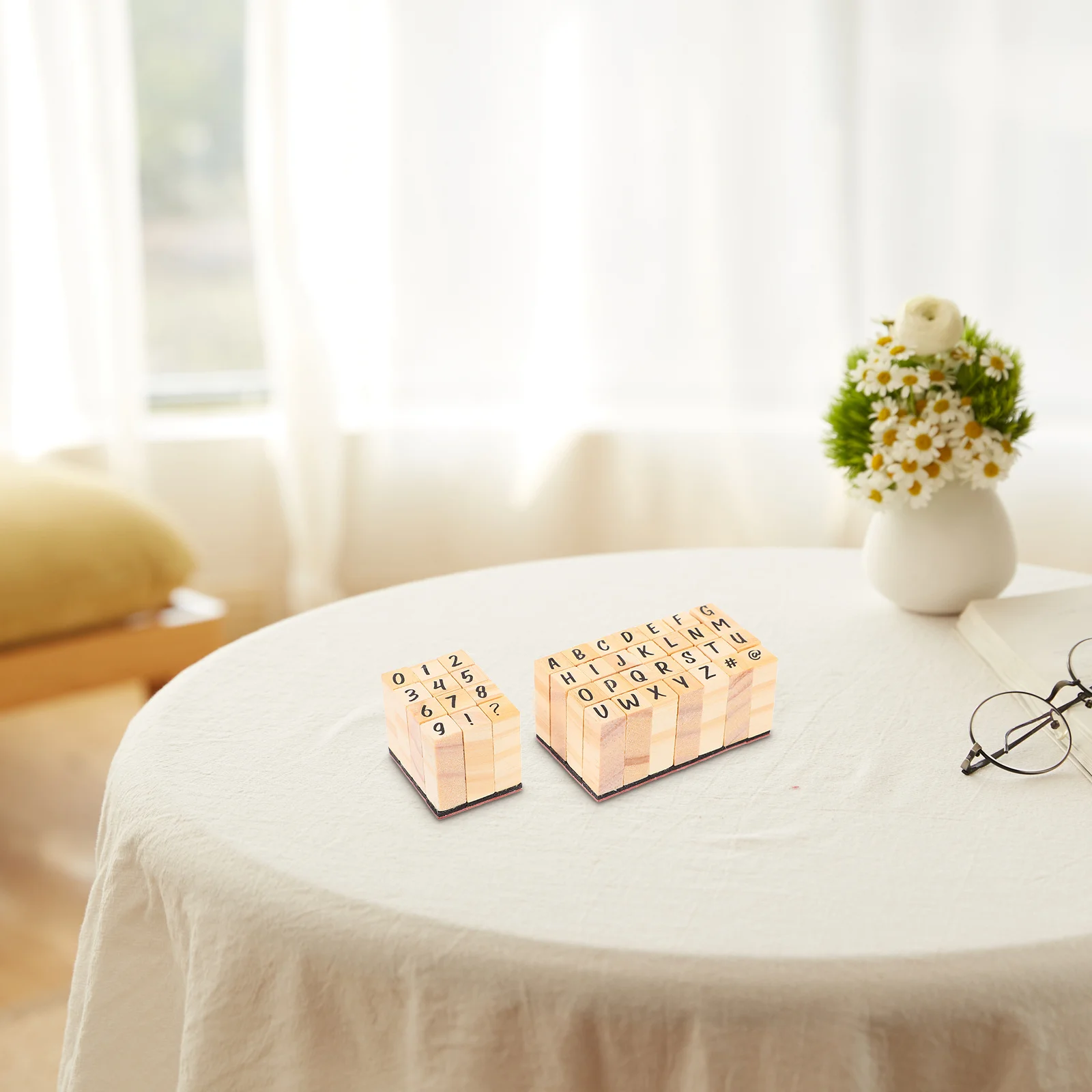 

Wooden Alphabet Number Stamp Set Ink Pad Scrapbooking Letter Writing Stamps for DIY Crafting Journaling Stationary Set for