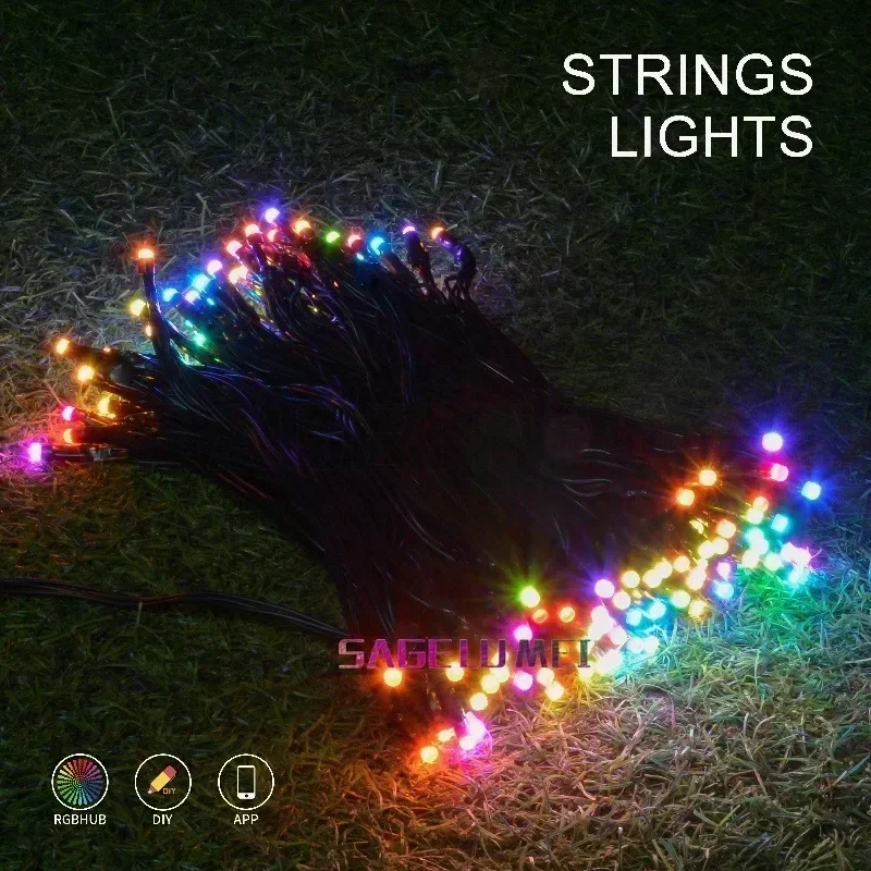10M 100Leds 5V USB Smart Bluetooth DIY APP Remote Music Sync Led Yard Eave Light Outdoor IP68 Courtyard Fence Christmas Lights