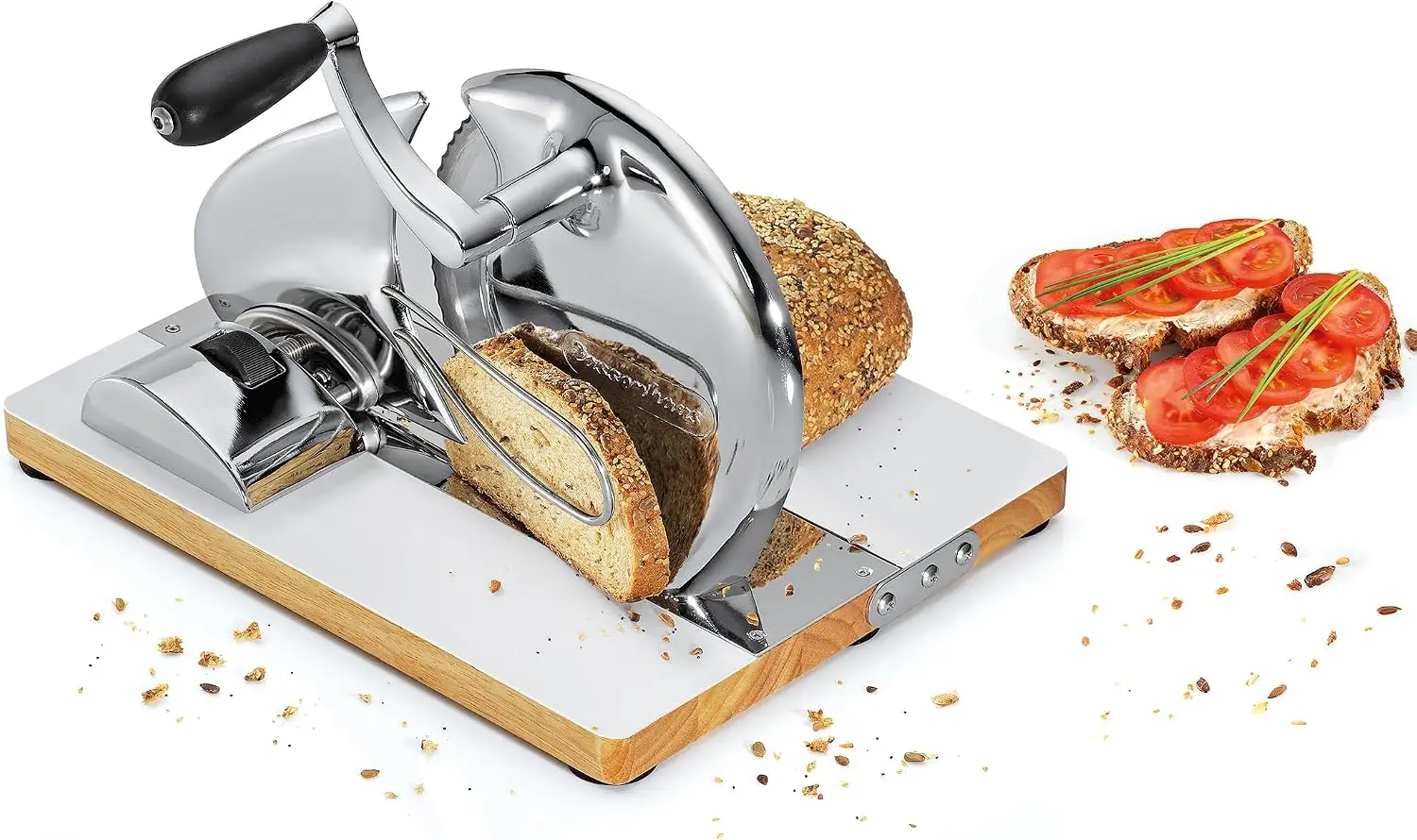 Vintage Manual Adjustable Bread Slicer for Uniform Slices - Bread Slicer for Homemade Bread - 18/8 Stainless Steel Blade Sourdou