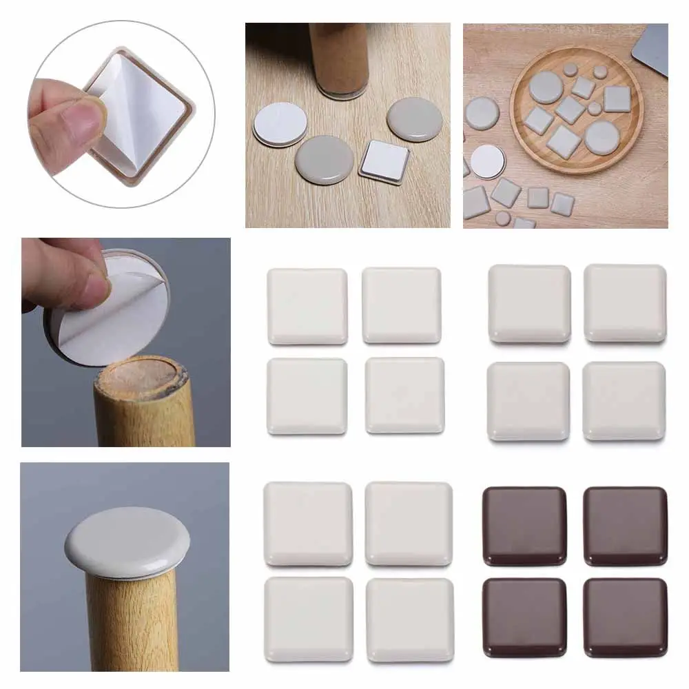 4Pcs Round Self-Adhesive Furniture Leg Slider Pads Wear-resisting Anti Noisy Slip Mat Easy Move Floor Protector Chair Fittings