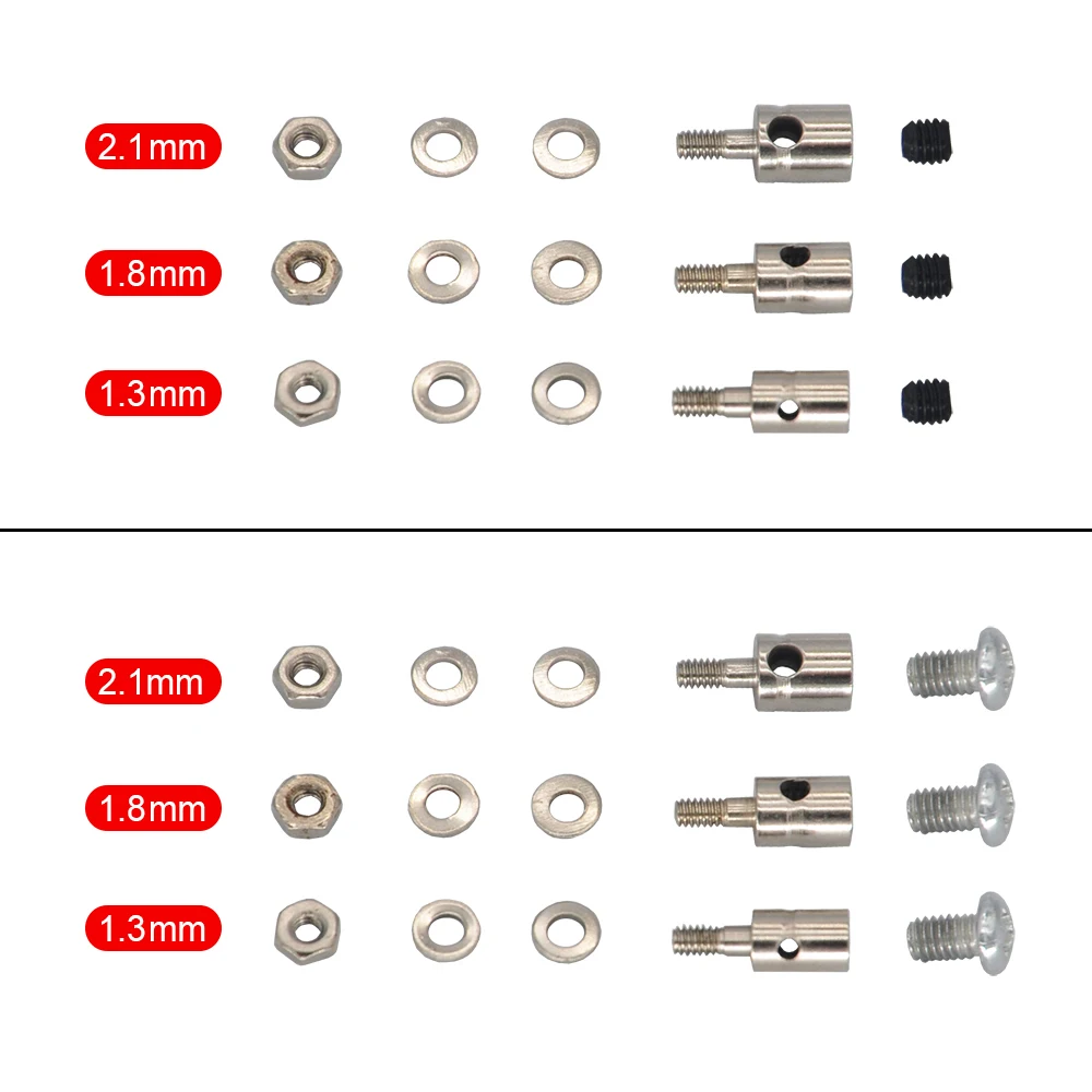 Conectores de varilla de empuje, tapón de enlace de Metal, posicionador de ajuste rápido, conector Servo KT, avión, barco RC, 10 piezas, 1,3mm, 1,8mm, 2,1mm