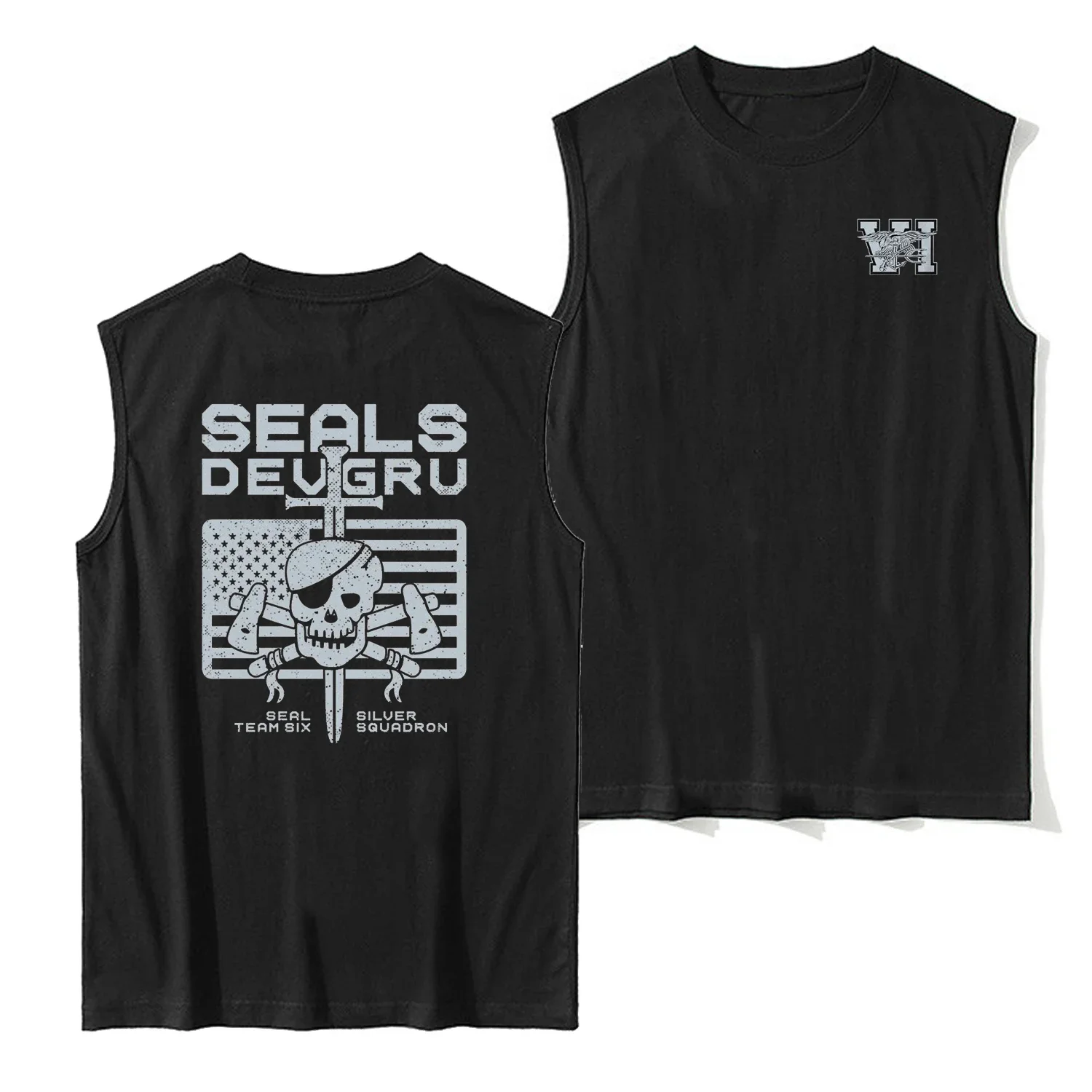 Naval Seals DEVGRU Seal Team 6 Six Silver Team Tank Top 100% Cotton O-Neck Summer Casual Mens Vests Sleeveless Tee Shirt