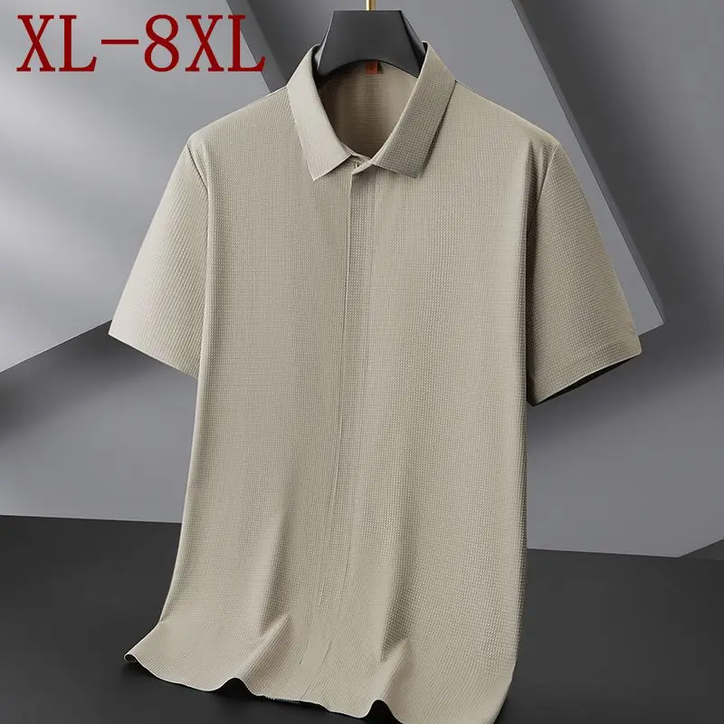 8XL 7XL 6XL 2026 New Summer High End Luxury Zipper Shirt Men Brand Clothes Ice Silk Breathable Mens Shirts Casual chemise hommes