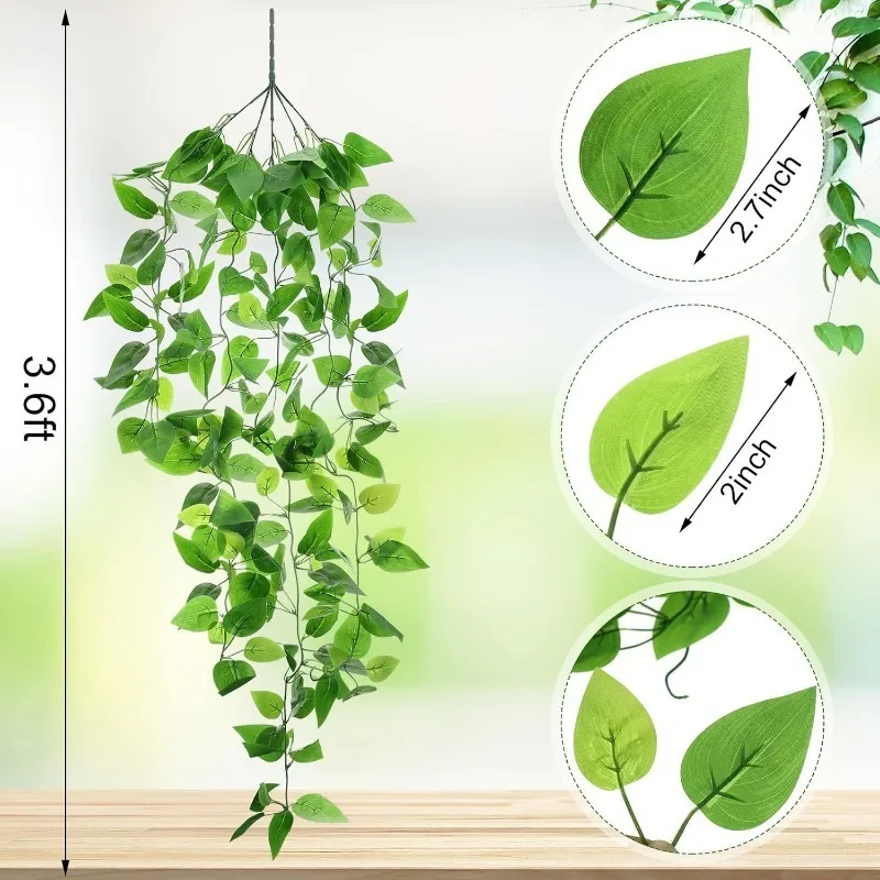 12 Pcs Artificial Hanging Plants Fake Ivy Vines with Fake Leaves for Living Room Decor Indoor Outdoor Decorations for Patio