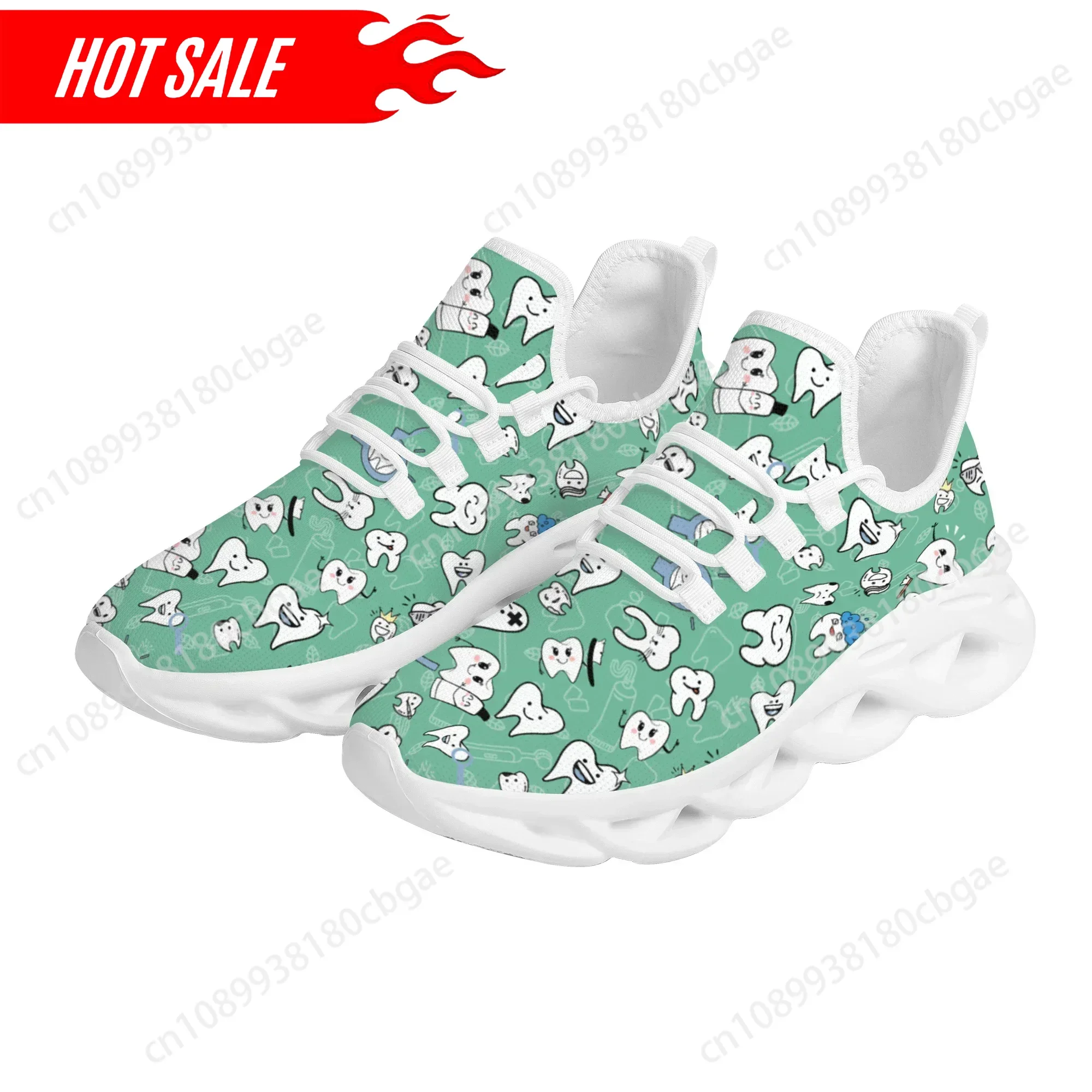 

Funny Teeth Luxury Design Mesh Sneakers Dental Style Lace Up Lightweight Walking Shoes New Non-Slip Casual Flats Shoes Zapatos