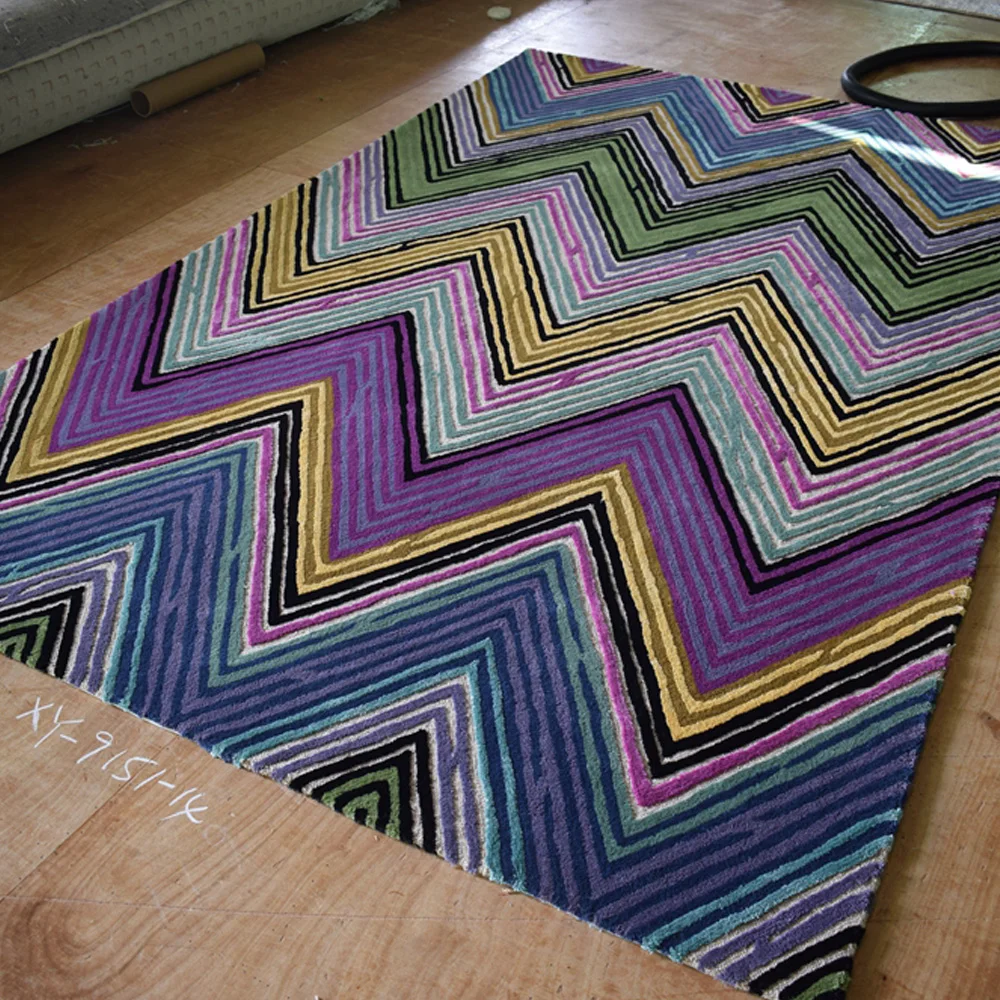 New Zealand Wool Chevron Home Rug Zig Zag Rectangular Southwest Colorful Area rug Enthusiastic Passion Chromatic Carpet Rugs