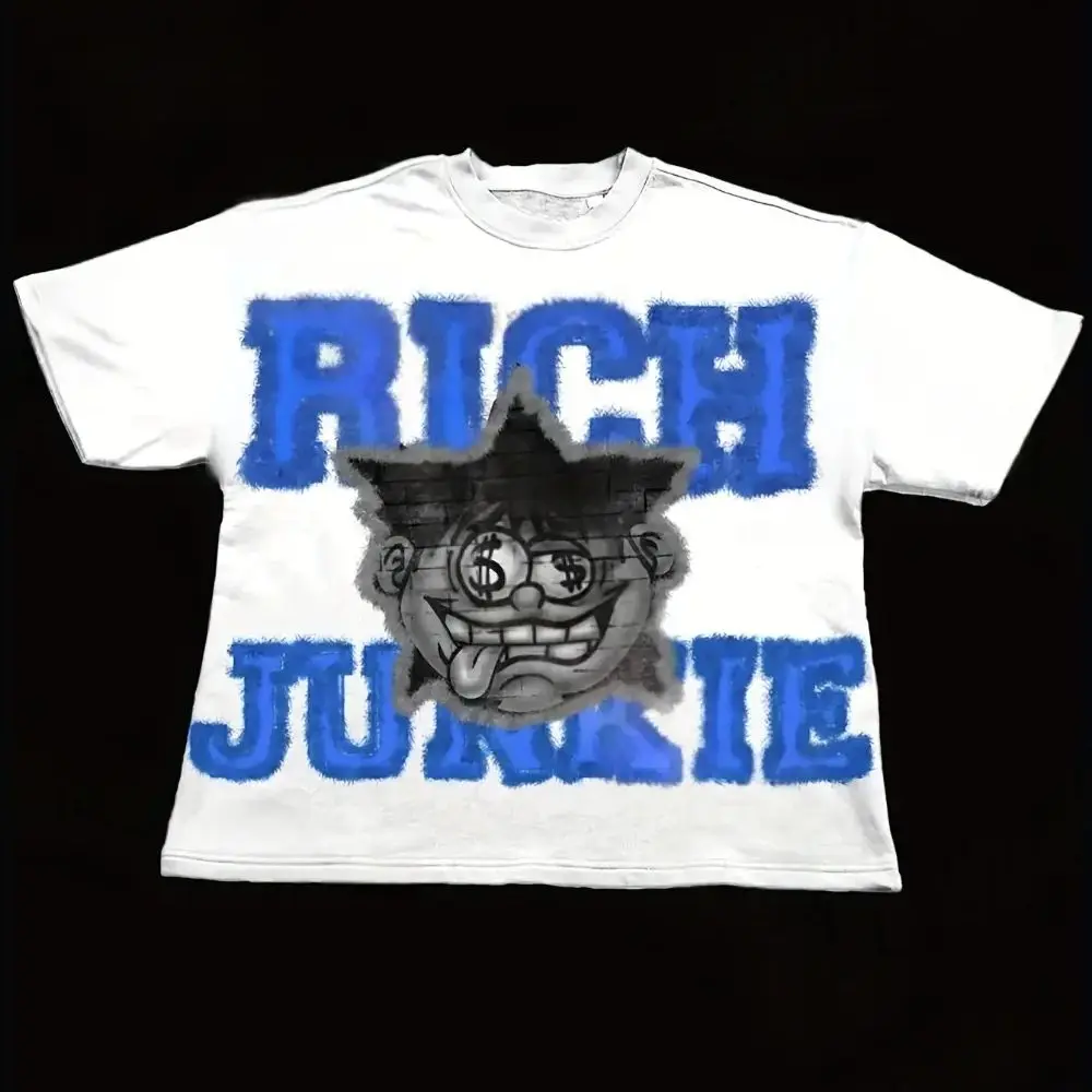 

Футболка с принтом в стиле Y2K, мужская футболка, мягкая и удобная футболка в уличном стиле с короткими рукавами, мужская повседневная футболка в стиле ретро