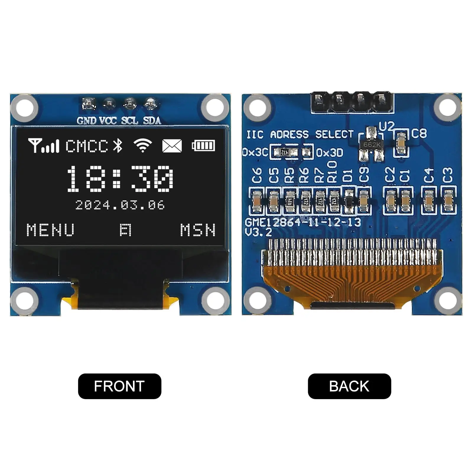 Original 0.96 inch oled IIC Serial White OLED Display Module 128X64 I2C SSD1306 12864 LCD Screen Board For Arduino