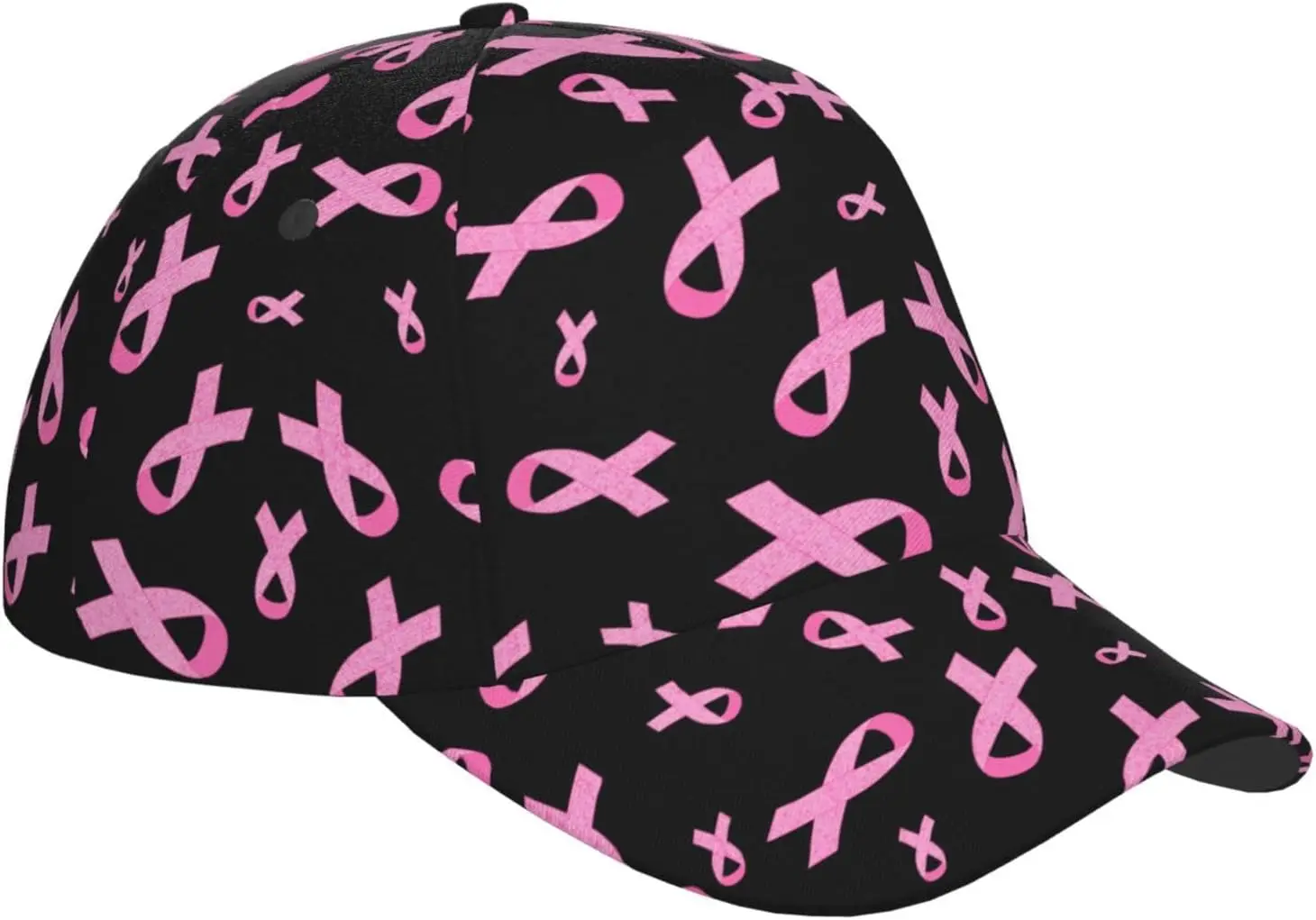 قبعات بيسبول مطبوعة بشريط وردي وأسود، قبعات جولف للأب، قبعة كرة قابلة للتعديل للرجال والنساء قابلة للتنفس وقابلة للتعديل