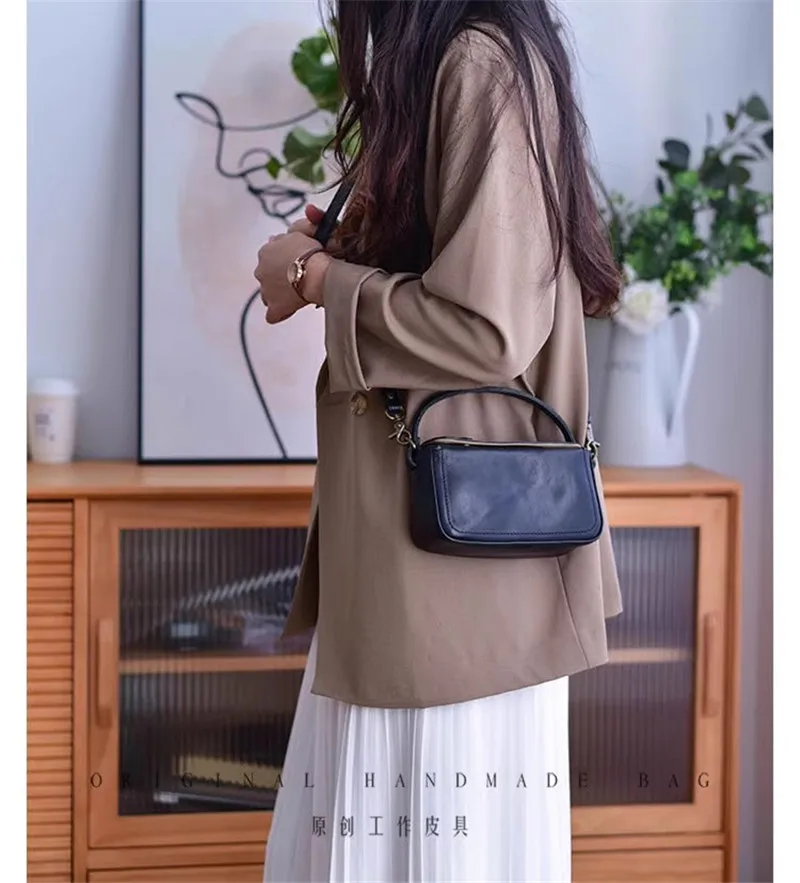 

simple vintage daily party luxury genuine leather women's handbag casual designer soft cow leather female shoulder crossbody bag