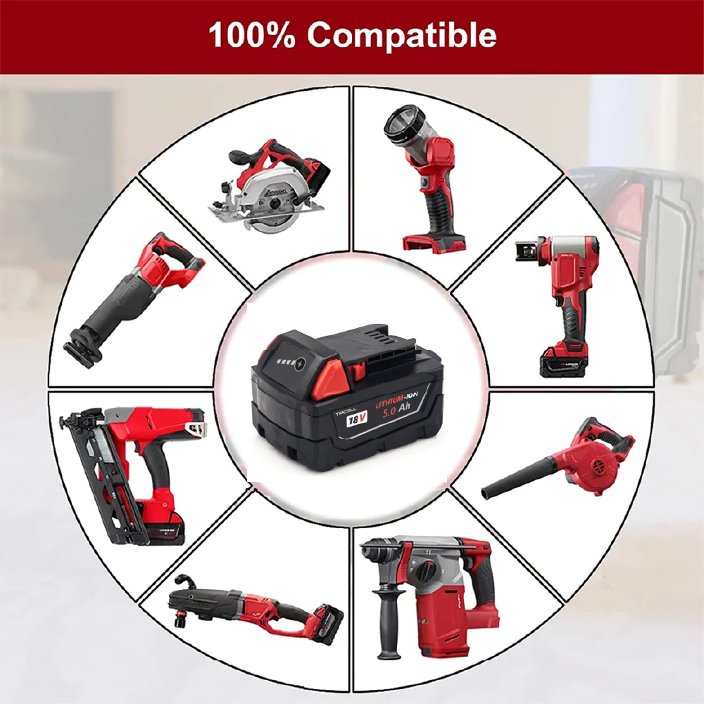 TPCELL 4/5/6Ah For Milwaukee M18 Batteries 18650 High Output Rechargeable Lithium ION 18V Battery
