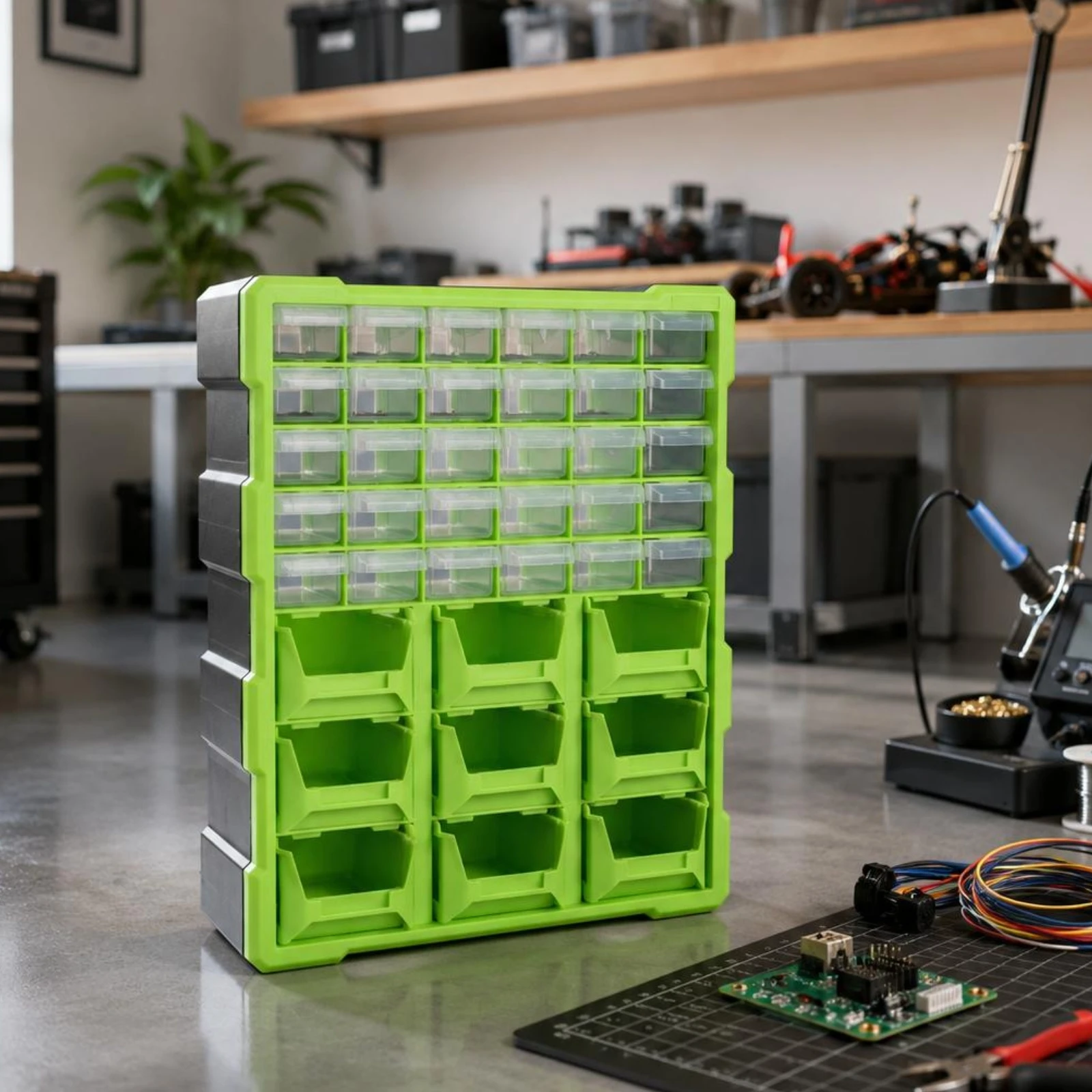 Parts Organizer Cabinet Plastic Small Parts Storage Cabinet Heavy Duty ABS Material for Workshop