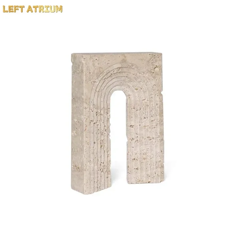 Retro Stone Door Geometry Ornaments Modern Crafts Desk Decoration Creative Resin Statue Stone Ball Artwork Room Aesthetics Decor