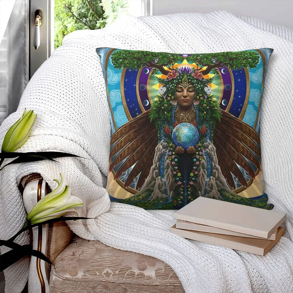 Gaia Sacred System Square Pillowcase Pillow Cover Polyester Cushion Decor Comfort Throw Pillow for Home Bedroom