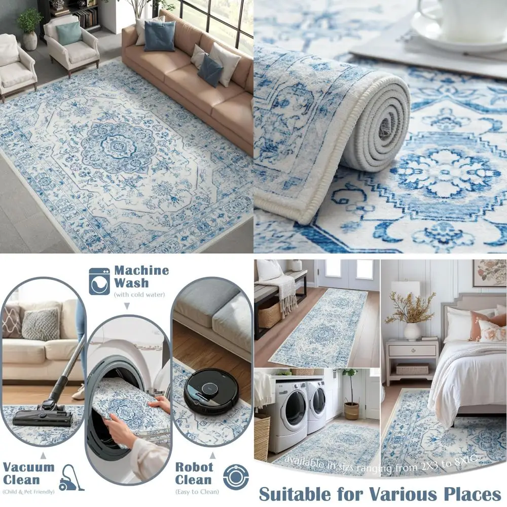 

Коврик Floral Medallion 6x9 — моющийся, нескользящий, мягкий ковер для акцентов гостиной