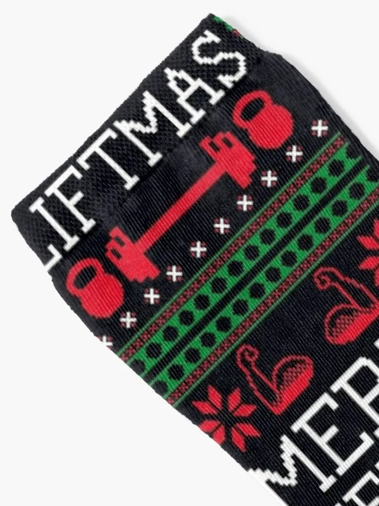 Merry Liftmas - Fun Gym Workout, LIfting Ugly Festive Design Socks luxe anti-slip essential Socks Men's Women's